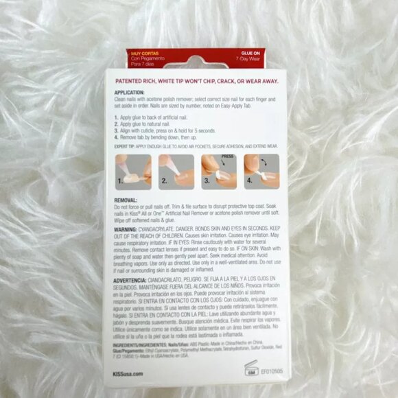 2 Packages - Kiss Everlasting French - Glue Press-On Nails - White (53236 EF01) - Picture 4 of 4